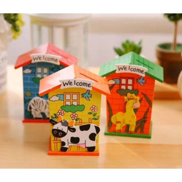 VipMarketim Ahşap Ev Tasarımlı Kumbara