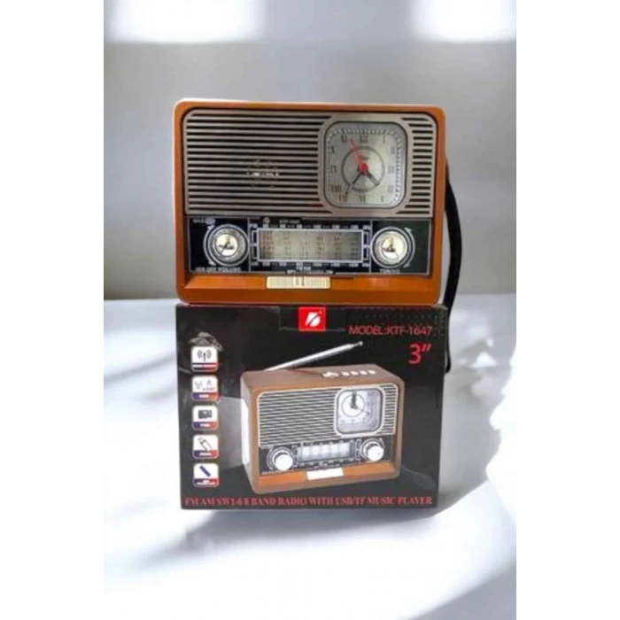 VipMarketim Ahşap Görünümlü Retro Bluetooth Radyo USBAUX Ve SD Kart Girişli