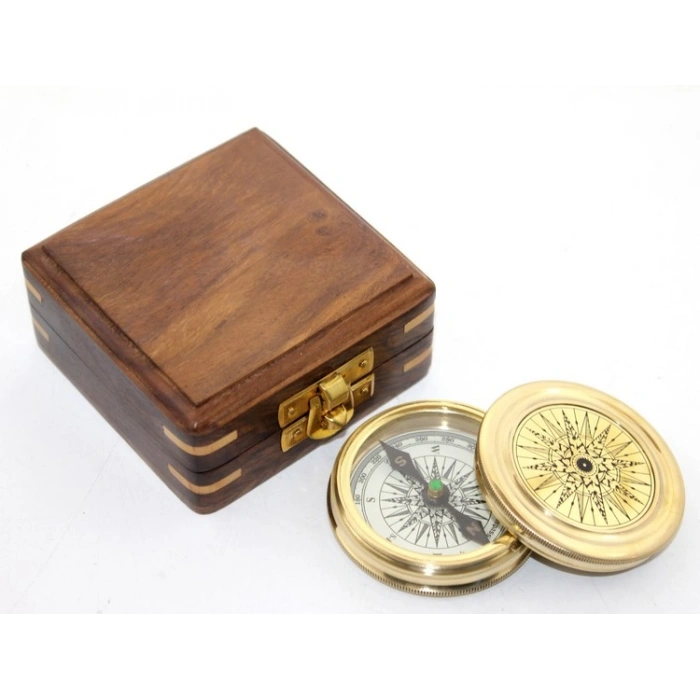 VipMarketim Ahşap Kutulu Pusula Model 2