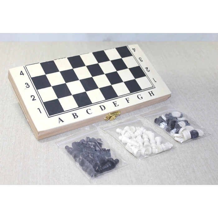 VipMarketim Ahşap Kutulu Satranç Tavla Seti Model 3