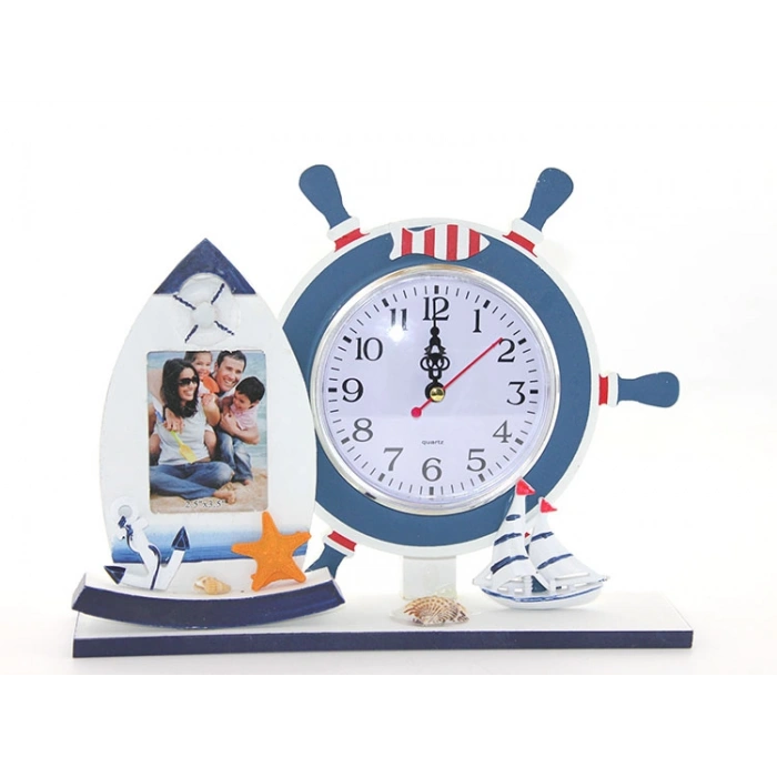 VipMarketim Ahşap Marin Dümenli Çerçeveli Saat Model 2