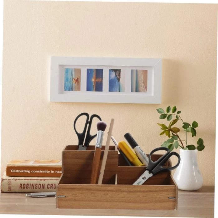 VipMarketim Ahşap Masa Üstü Düzenleyici Kutu