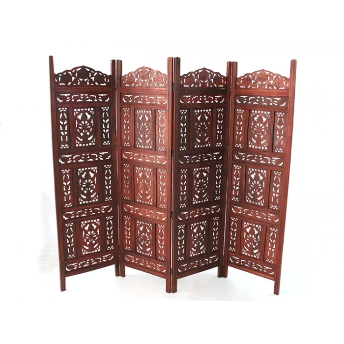 VipMarketim Ahşap Maun Rengi El Oyması Paravan