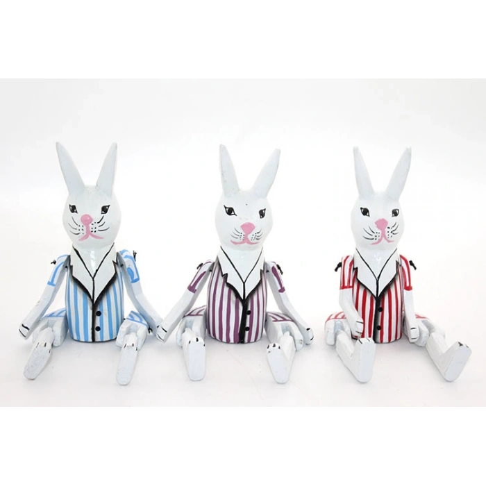 VipMarketim Ahşap Sallanan Tavşan Figürü