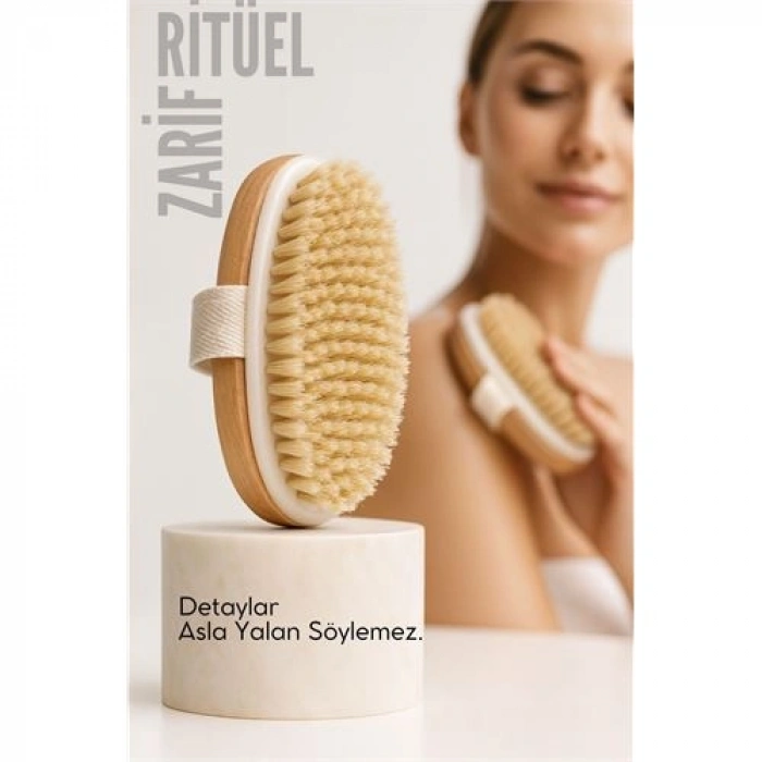 VipMarketim Ahşap Sırt Banyo Fırçası | Doğal At Kılı Vücut Fırçalama | Peeling ve Selülit Masaj