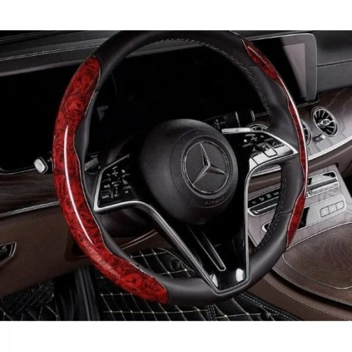 VipMarketim Ahşap Tasarımlı Direksiyon Simidi Koruma Kılıfı 2 li