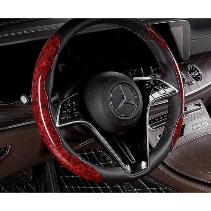 VipMarketim Ahşap Tasarımlı Direksiyon Simidi Koruma Kılıfı 2 li