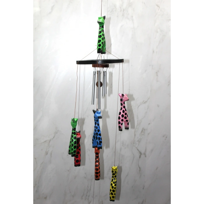 VipMarketim Ahşap Zürafalı Rüzgar Çanı