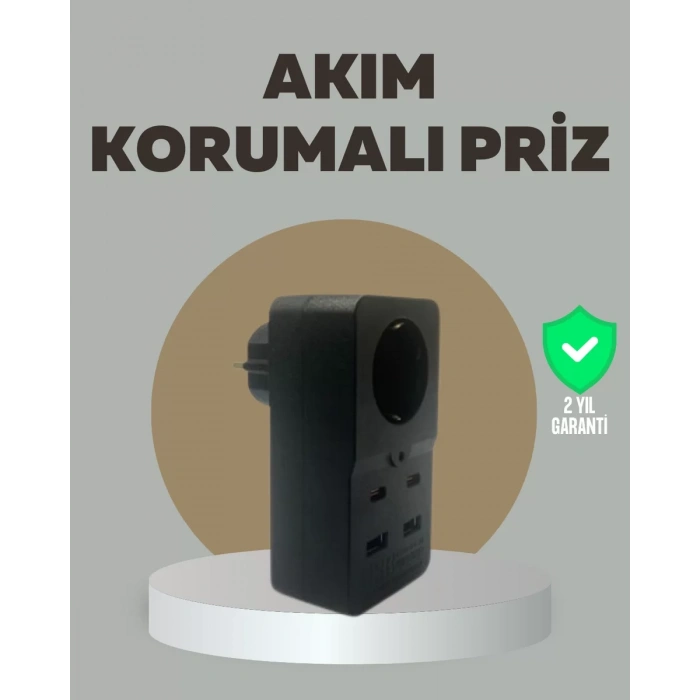 VipMarketim Akıllı Akım Dengelemeli Priz 2500W 4 USB Type C Çıkışlı