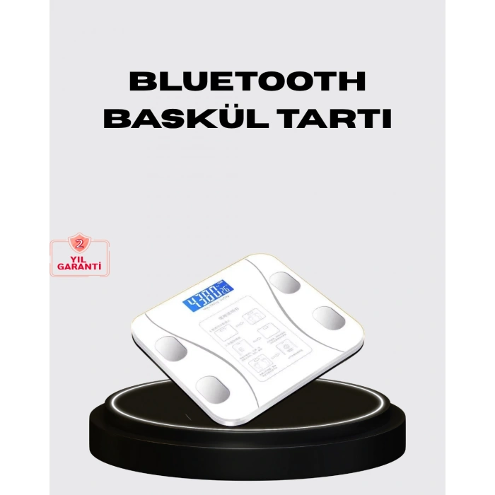 VipMarketim Akıllı Dijital Baskül – Bluetooth Bağlantılı 8 Ölçüm Verili Akıllı Vücut Analiz Tartısı