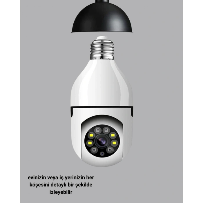 VipMarketim Akıllı Duy Kamera 360 Derece Dönebilir ve PTZ Teknolojili