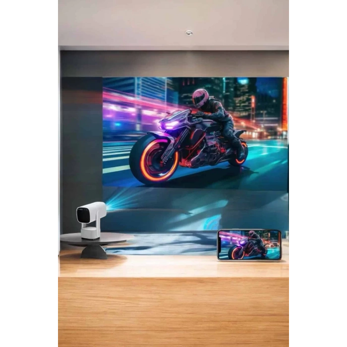 VipMarketim Akıllı Projeksiyon Powerbankli Taşınabilir Sinema Projektörü 4k HD Kaliteli