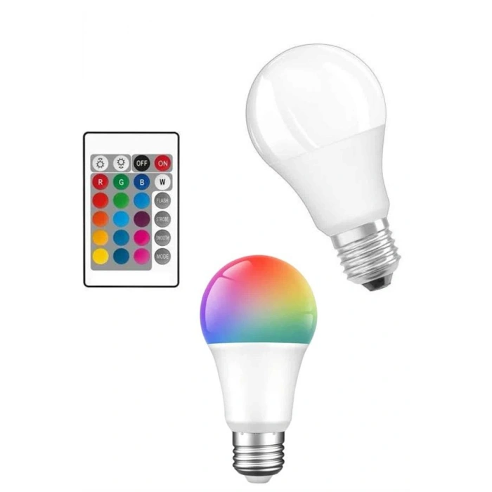 VipMarketim Akıllı RGB Led Ampul Led Uzaktan Kumandalı Renk Değiştiren Ampul