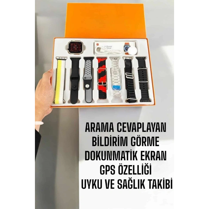 VipMarketim Akıllı Saat 7 Farklı Kordonlu Arama Cevaplayan Bildirim GPS Özelliği