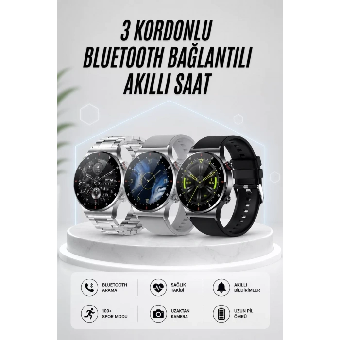 VipMarketim Akıllı Saat Amoled Ekran Bluetooth Bağlantılı Sesli Görüşme Nabız Ölçer
