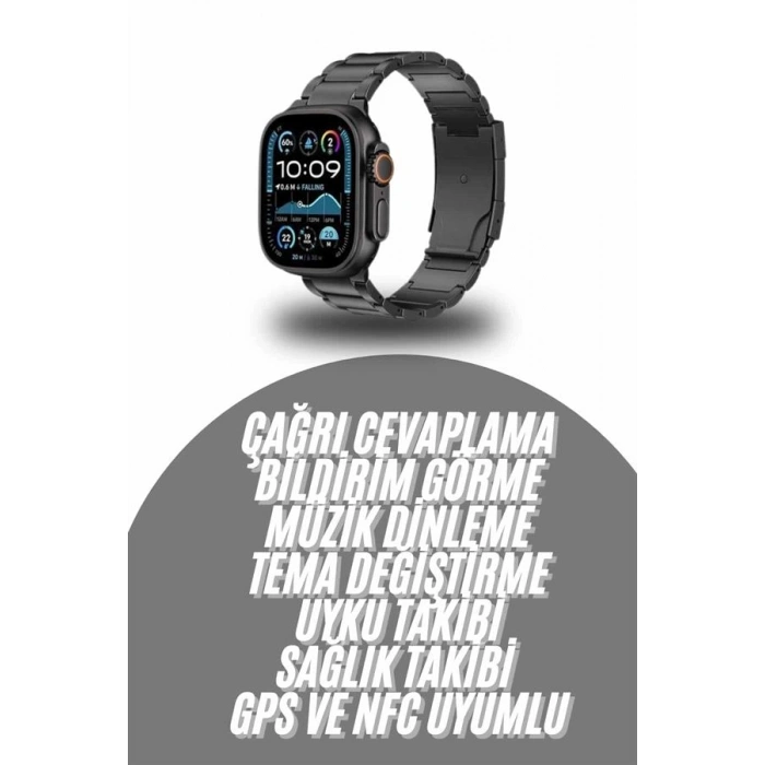 VipMarketim Akıllı Saat Arama Konuşma GPS ve NFC Özelliği 3 Kordonlu Amoled Ekran