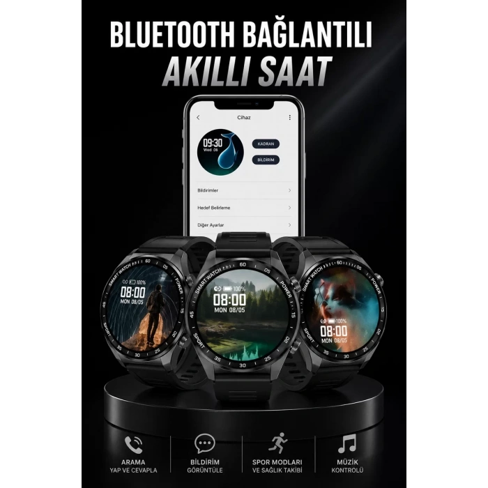 VipMarketim Akıllı Saat GPS VE NFC Özelliği Sesli Görüşme Dokunmstik Ekran