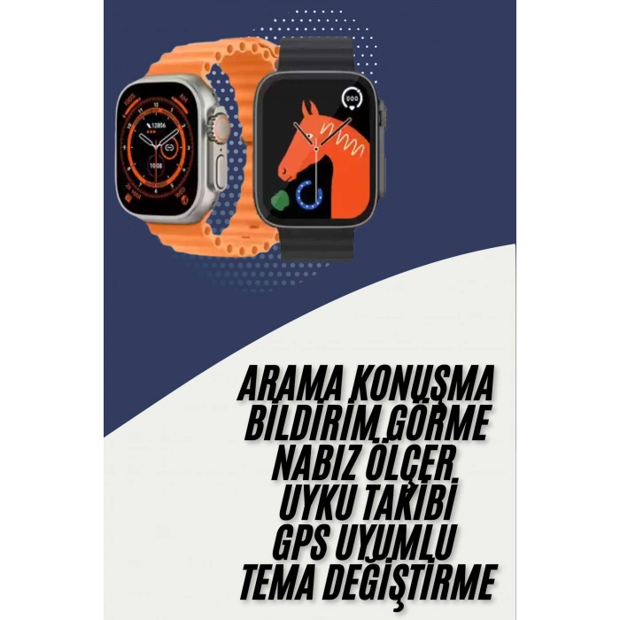 VipMarketim Akıllı Saat Kordon Hediyeli Güçlü Batarya Kapasiteli Titreşimli Bildirim Görme Unisex