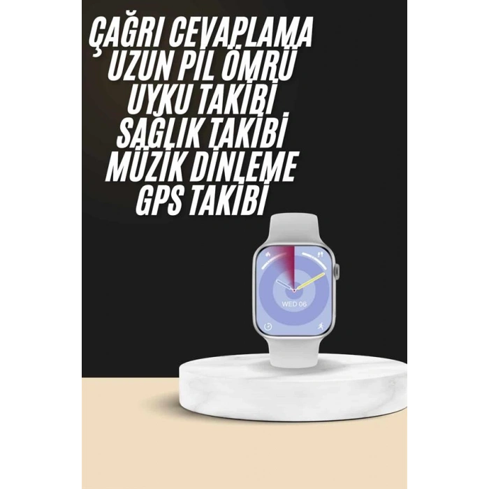 VipMarketim Akıllı Saat Kulaklık Hediyeli Uyku ve Sağlık Takibi Yapabilen Uzun Ömürlü