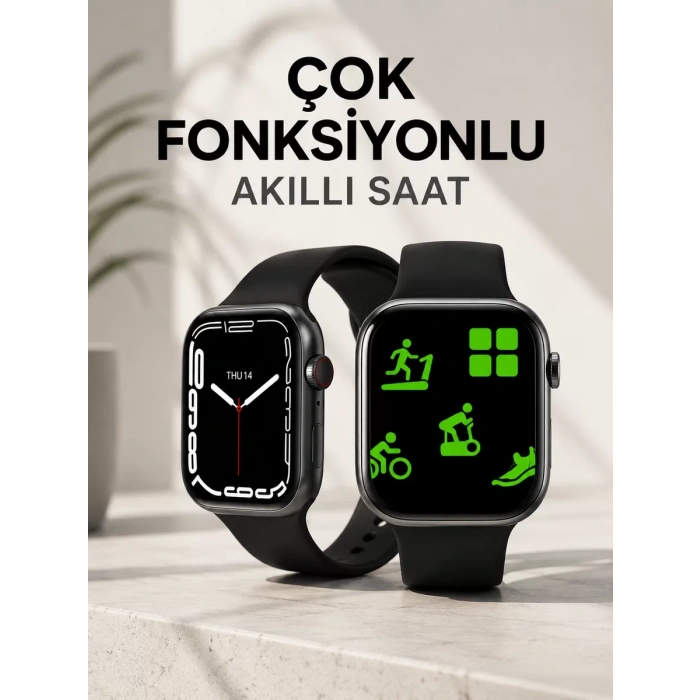 VipMarketim Akıllı Saat Tema Değiştirme Uyku ve Sağlık Takibi Sesli Asistan Bildirim Görme