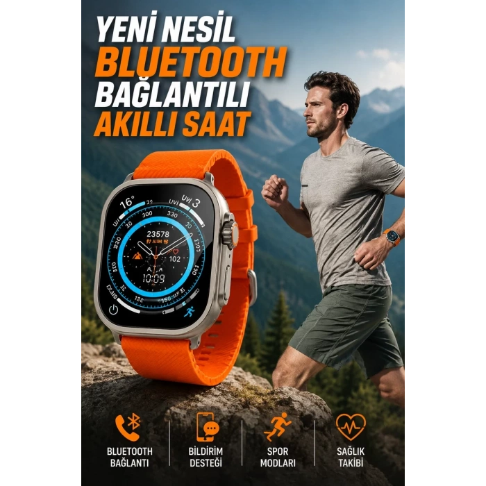 VipMarketim Akıllı Saat Uyku ve Spor Takibi Yeni Nesil Bluetooth Bağlantılı Amoled Ekran