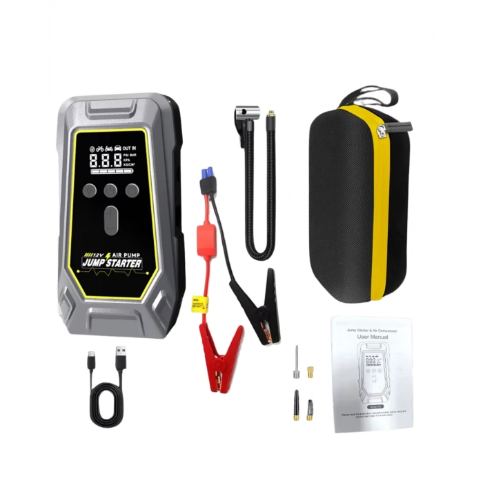 VipMarketim Akü Takviye Lastik Şişirme ve Powerbank Özellikli Çok Fonksiyonlu Cihaz