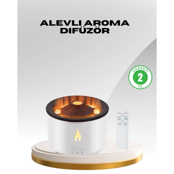 VipMarketim Alev Efektli Aromaterapi Difüzörü – 360 ml Su Hazneli Sessiz ve Zaman Ayarlı