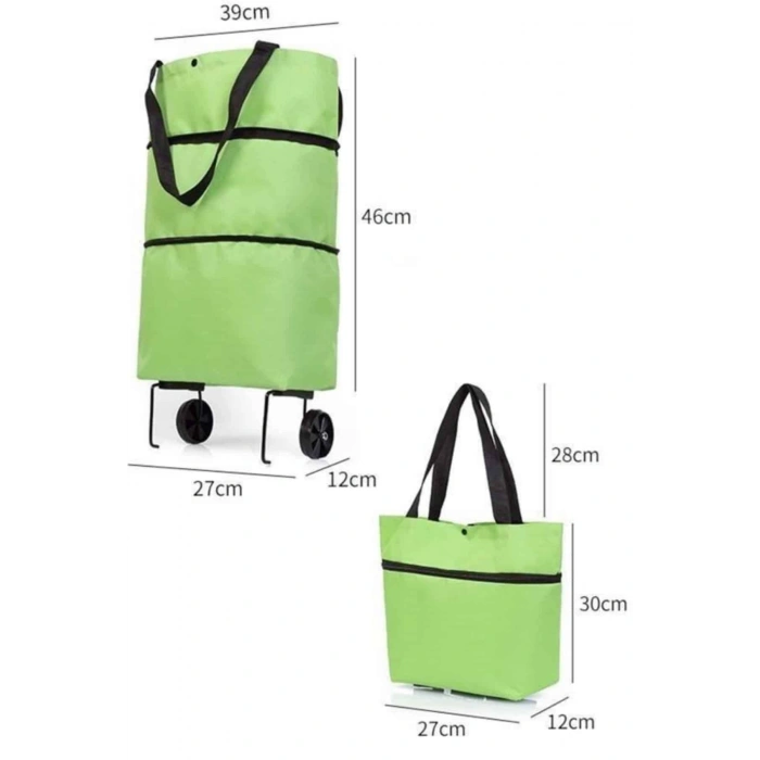 VipMarketim Alışveriş Çantası Katlanabilir Pazar Arabası Tekerlekli Pazar Arabası Katlanabilir