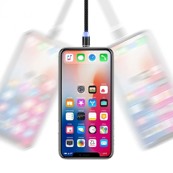 VipMarketim ALLY 1M Magnetic-Miknatisli Usb Sarj Kablosu 3 Baslik(iPhone+Type-C+Micro-(5775)