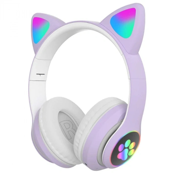 VipMarketim ALLY 23M Kedi Kulak Kulaküstü Bluetooth 5.0 Kablosuz Kulaklık Led Işıklı-(5775)