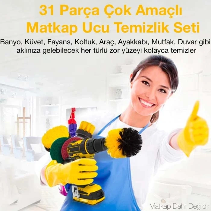 VipMarketim ALLY 31 Parça Çok Amaçlı Ev Banyo ve Araç Matkap Ucu Temizlik Seti-(5775)