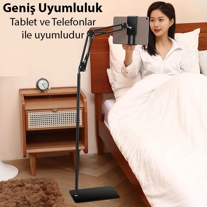 VipMarketim Ally 360 Derece Ayarlanabilir Teleskopik Metal Telefon - Tablet Tutucu Stand-(5775)