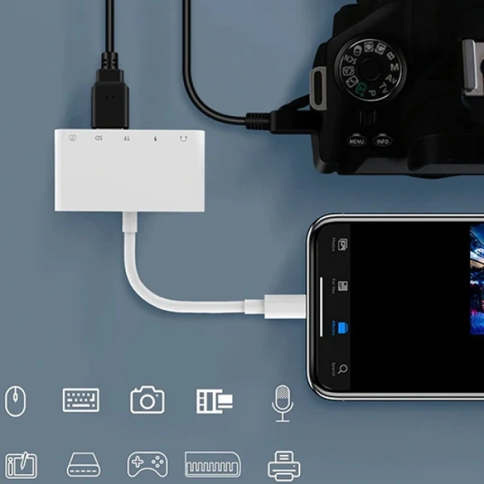 VipMarketim ALLY 5in1 İPhone-İPad lightning To Audio Usb Kamera Okuyucu-(5775)