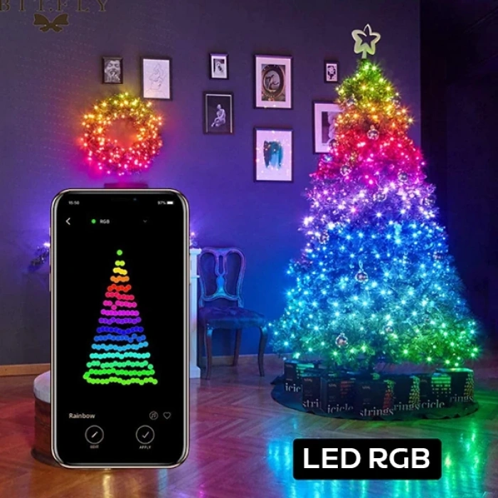 VipMarketim ALLY 5MT 50 LED RGB Bluetooth Telefonla Kontrol Edilen Usb Led Lamba İos-Android-(5775)