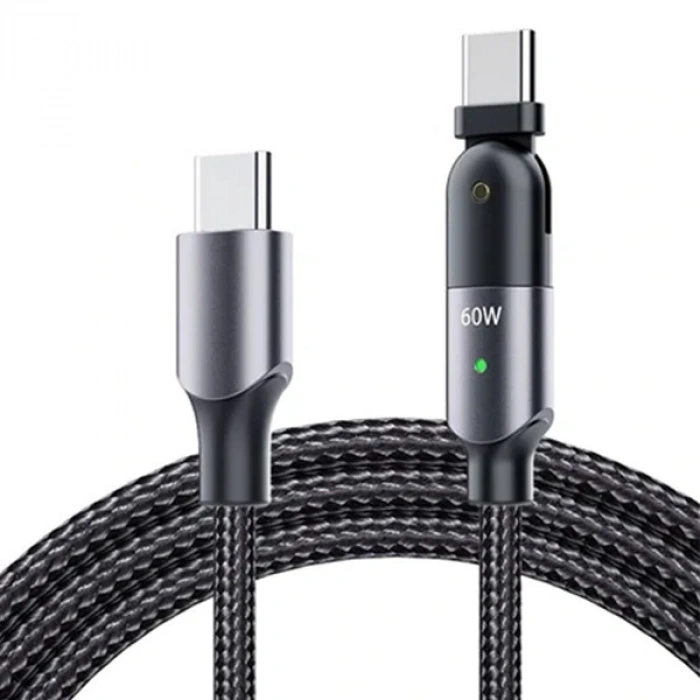 VipMarketim ALLY 60W UsB Type-C Pd Hızlı Şarj Kablosu 2metre Döner Başlıklı Kablo-(5775)