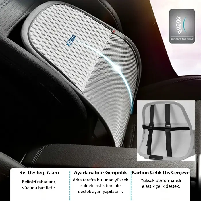 VipMarketim ALLY AirMesh Pro Ergonomik Bel Destek Minderi – Araba ve Ofis İçin Sırt Destek Yastığı-(5775)
