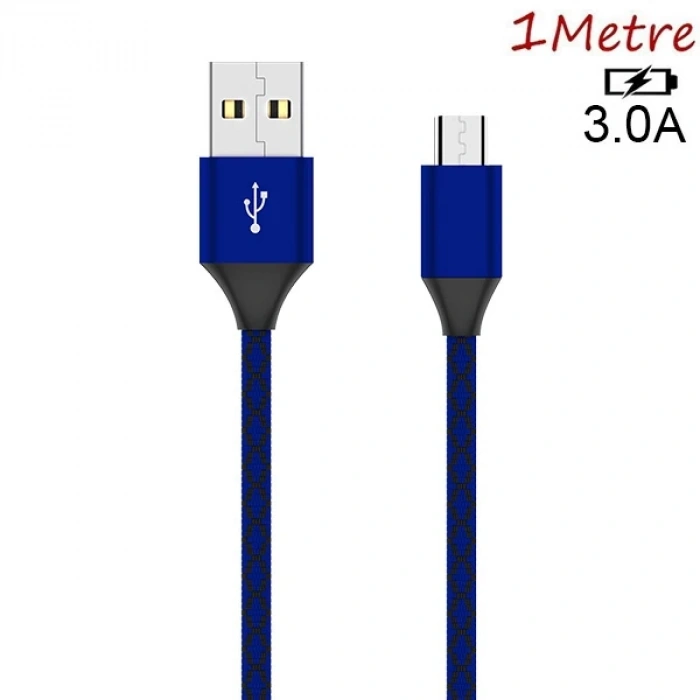 VipMarketim Ally Android Micro Usb 3.0A Hızlı Halat Usb Şarj Kablosu 1MM-(5775)