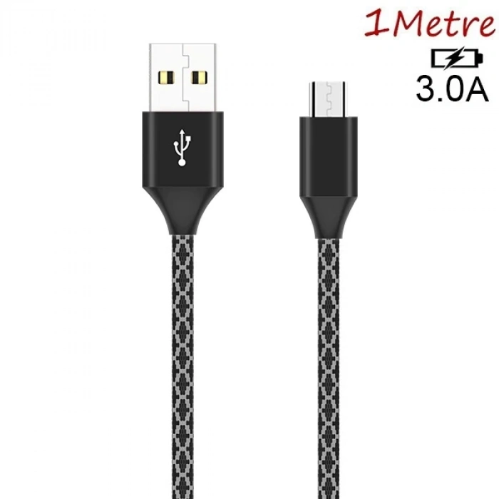 VipMarketim Ally Android Micro Usb 3.0A Hızlı Halat Usb Şarj Kablosu 1MM-(5775)