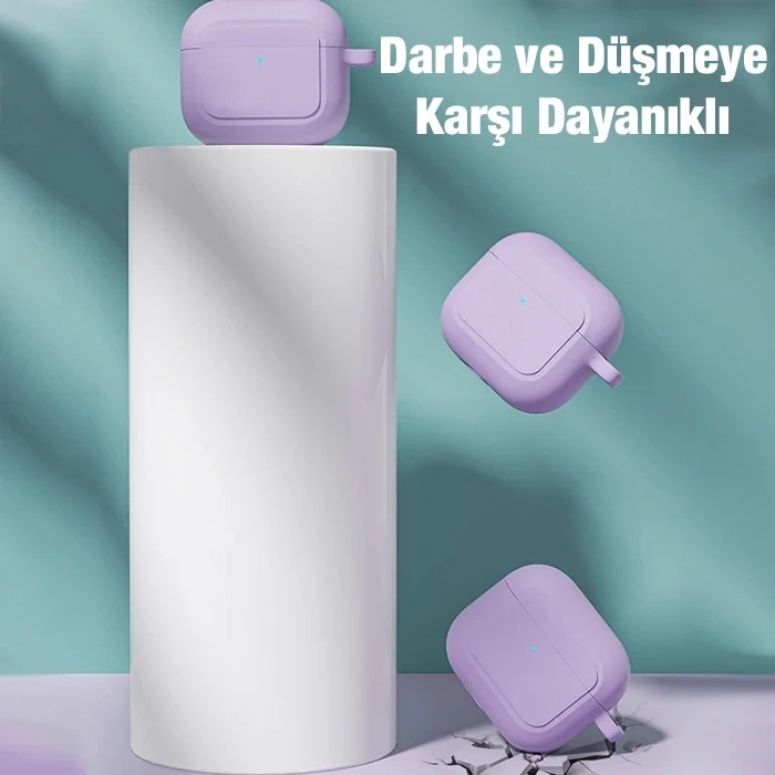 VipMarketim Ally Apple AirPods 3 için Kancalı Ultra İnce Silikon Kulaklık Kılıfı-(5775)