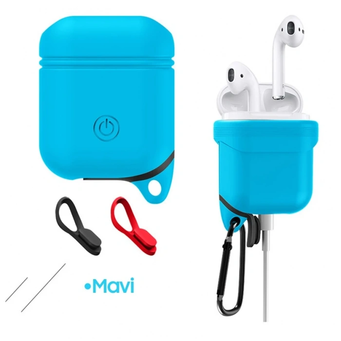 VipMarketim Ally Apple Airpods İçin Premium Silikon Kılıf Anahtarlıklı-(5775)