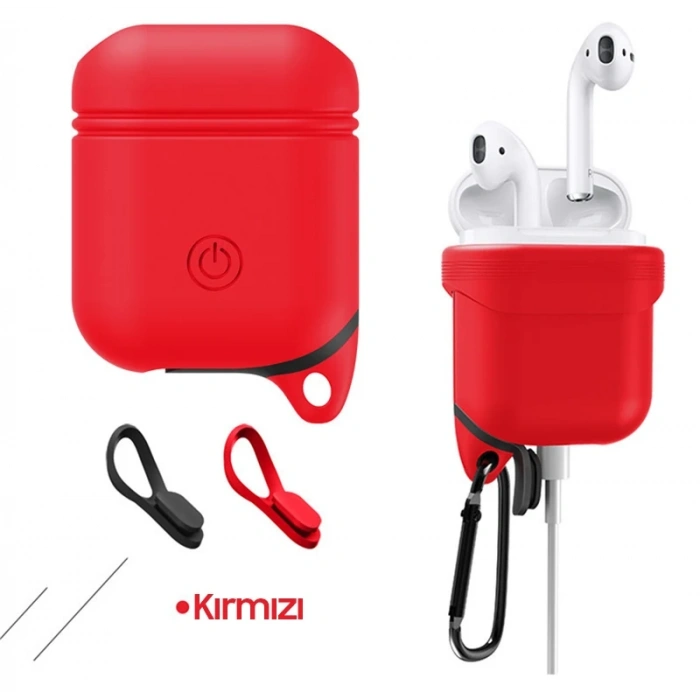 VipMarketim Ally Apple Airpods İçin Premium Silikon Kılıf Anahtarlıklı-(5775)