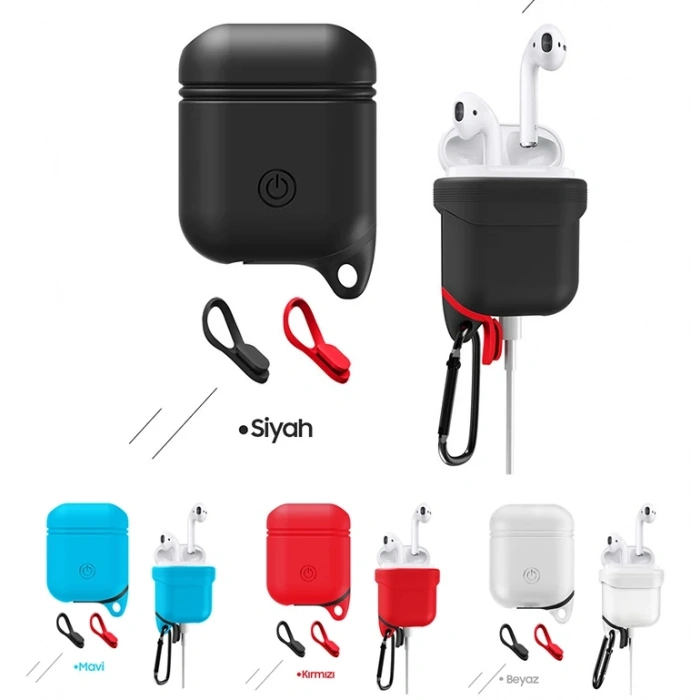 VipMarketim Ally Apple Airpods İçin Premium Silikon Kılıf Anahtarlıklı-(5775)