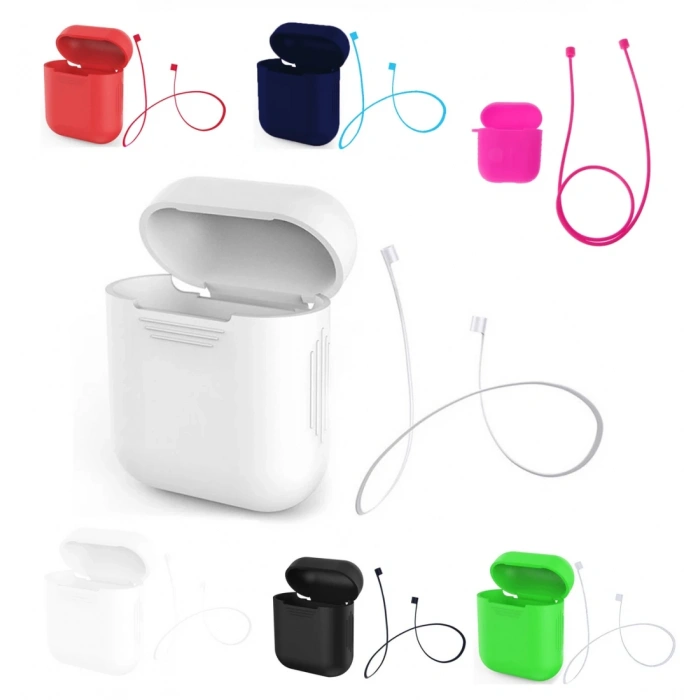 VipMarketim Ally Apple Airpods İçin Renkli Strap Kulaklık Askısı+ Silikon Kılıf-(5775)