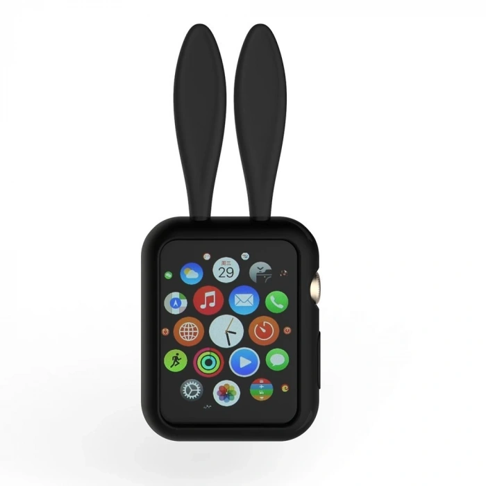 VipMarketim Ally Apple Watch 1-2-3-4 42mm Tavşan Figürü Silikon Kılıf-(5775)