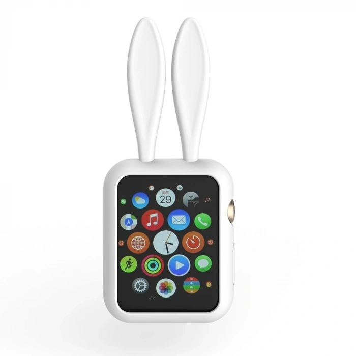 VipMarketim Ally Apple Watch 1-2-3-4 42mm Tavşan Figürü Silikon Kılıf-(5775)
