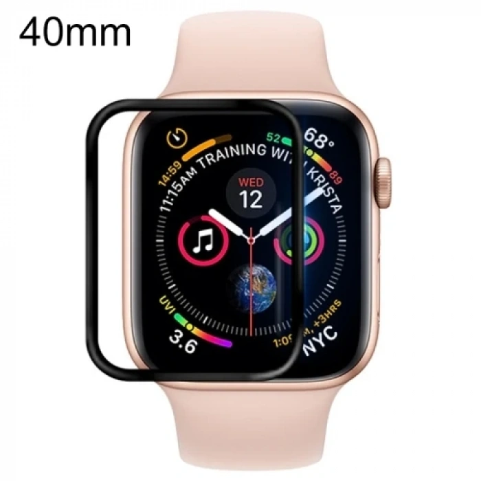 VipMarketim Ally Apple Watch 5-4 40mm 3D PMMA Kavisli Full Cam Ekran Koruyucu-(5775)