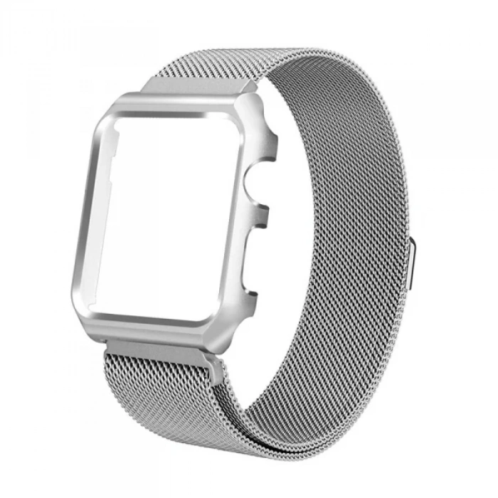 VipMarketim Ally Apple Watch 6-5-4 44mm Watch Ultra 49mm Metal Kayış Milano Loop+metal Kılıf-(5775)
