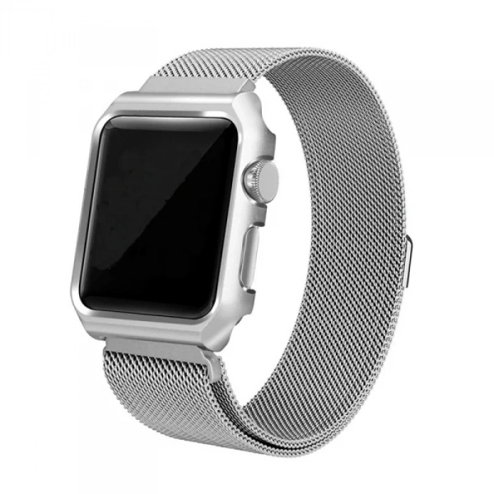 VipMarketim Ally Apple Watch 6-5-4 44mm Watch Ultra 49mm Metal Kayış Milano Loop+metal Kılıf-(5775)