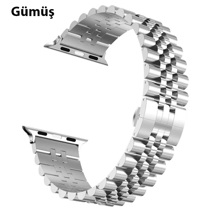 VipMarketim Ally Apple Watch 7-8 41mm 6-5-4 40mm Kayış Kordon Paslanmaz Çelik 3-2-1 38mm-(5775)