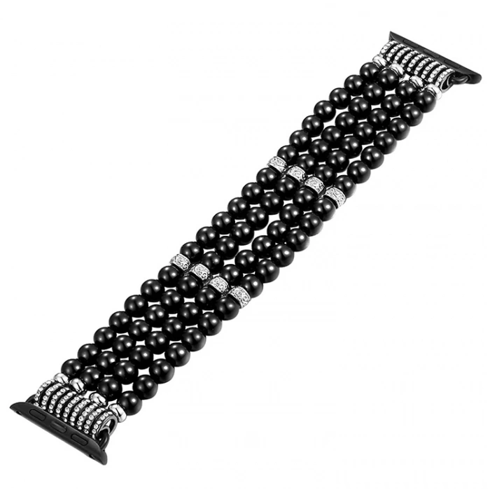 VipMarketim Ally Apple Watch 7-8 45mm 6-5-4 44mm Full Boncuk Taşlı Kordon Kayış 3-2-1 42mm-(5775)